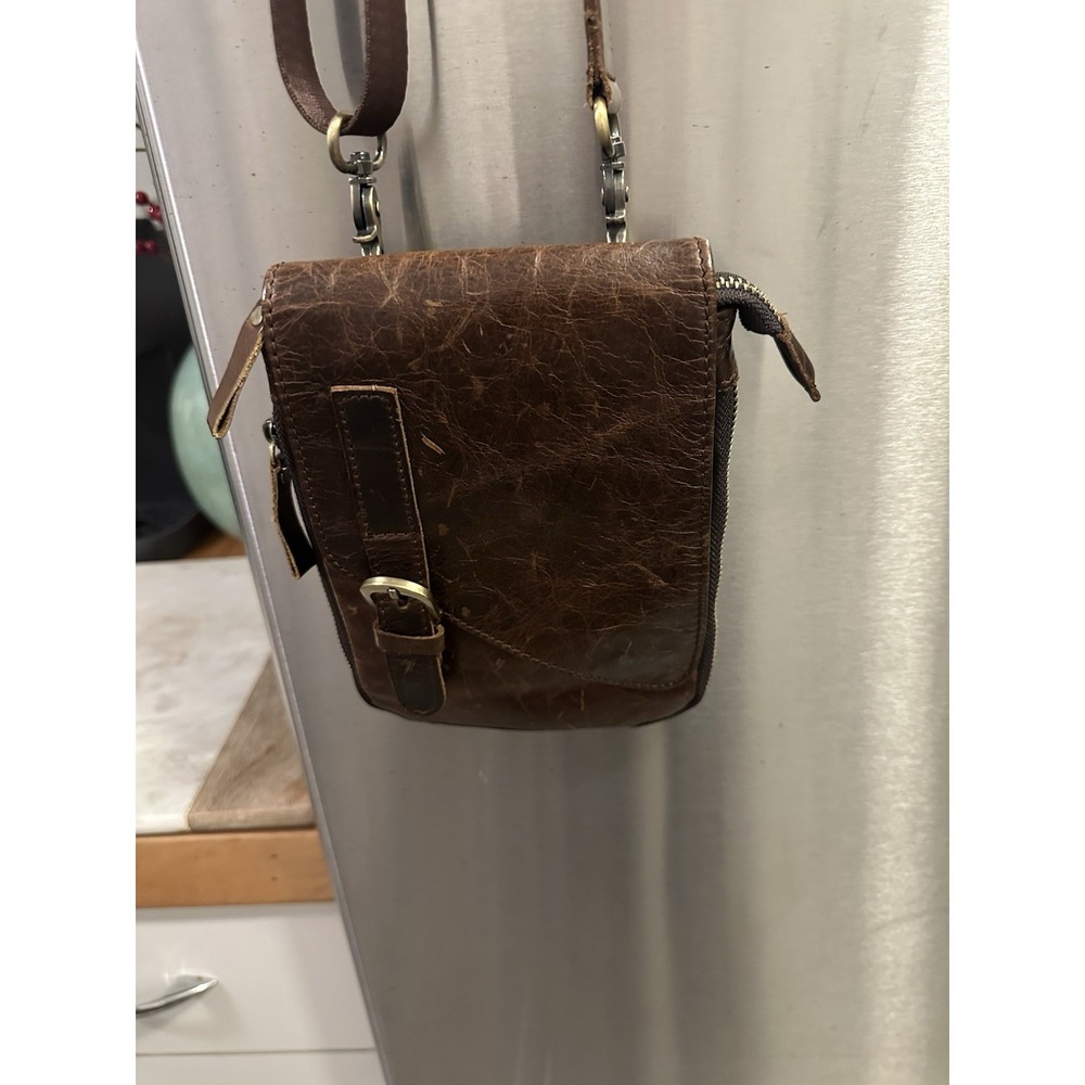 Authentic Leather Crossbody Unisex Bag W6,L8 Zip Close Zip Around For More Width